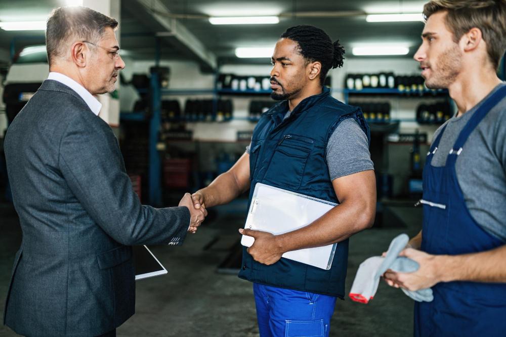 Service provider meeting with business owner