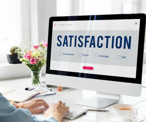Computer screen signifying satisfaction for proactive account management and customer engagement