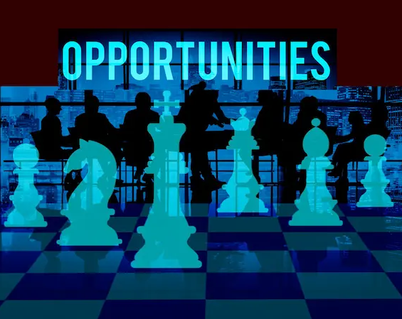 chess board with opportunities with appointment setting